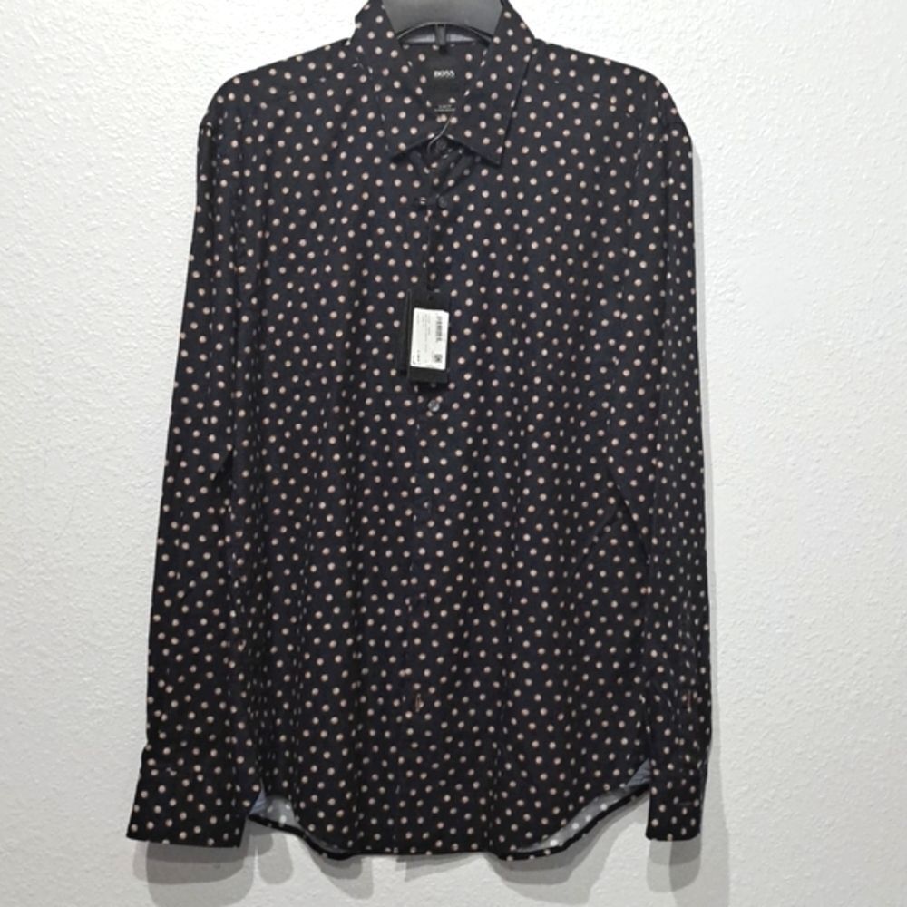 Hugo Boss Tech Geometric Slim Fit Cotton Bamboo Button-up Shirt